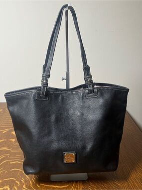 Dooney & Bourke Black Pebbled Leather Medium Russel Tote Shoulder Bag.